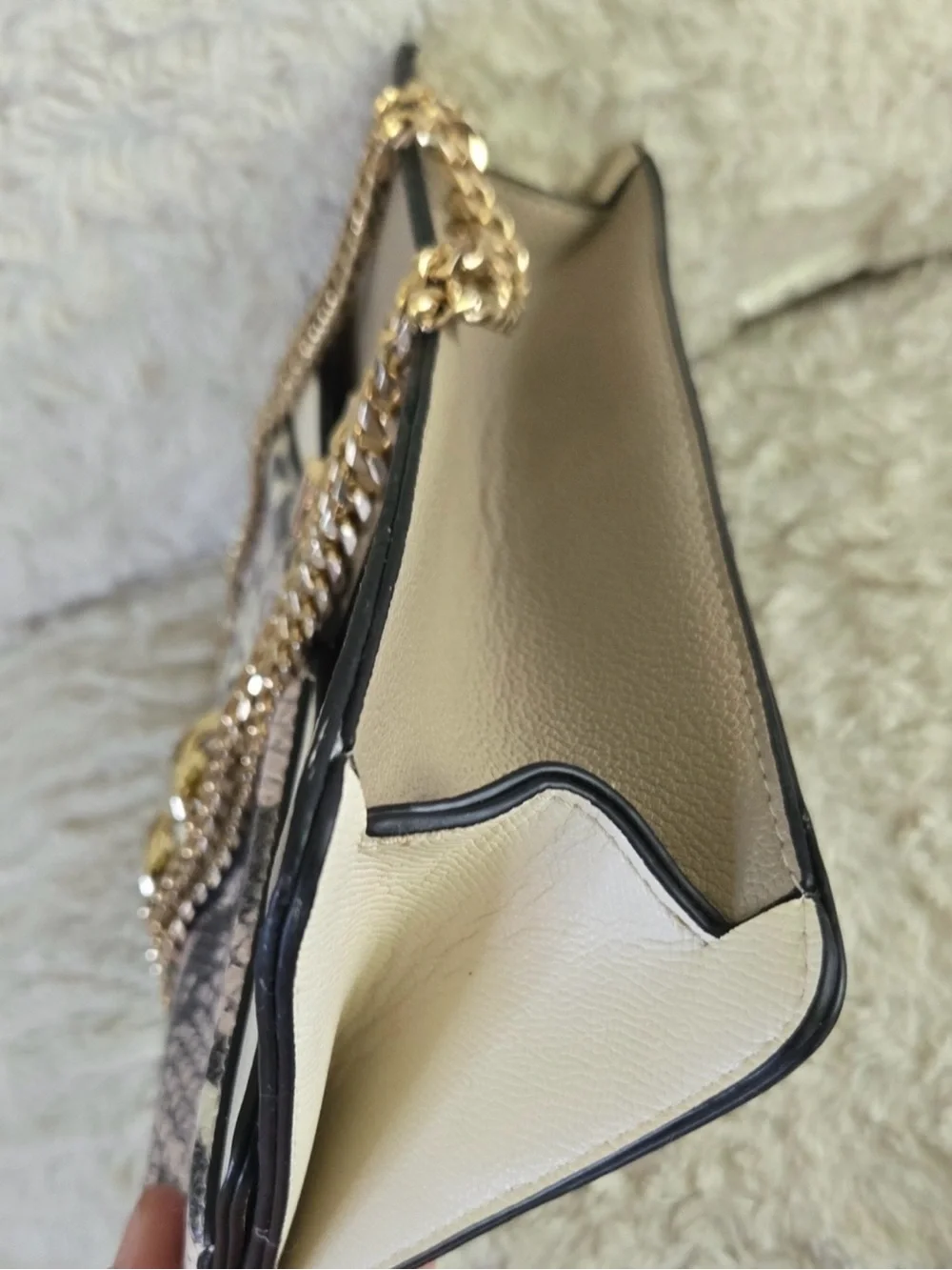 ALDO Aoille Snake Print Crossbody Bag with Gold Chain & Turn-Lock Accent